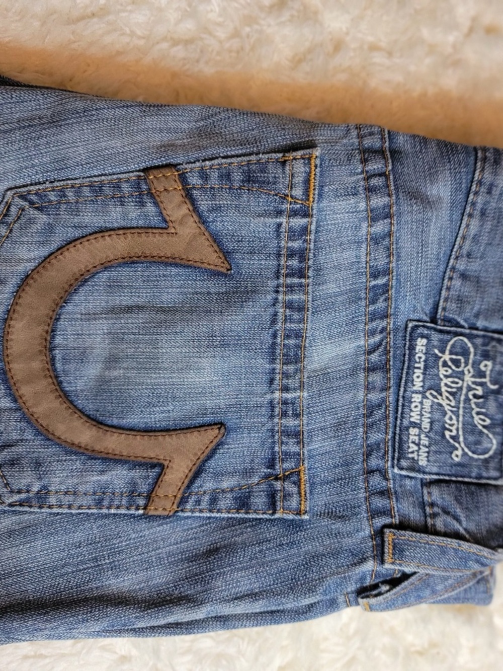 True Religion Blue Denim Jeans with Contrast Stitching - Picture 2 of 7